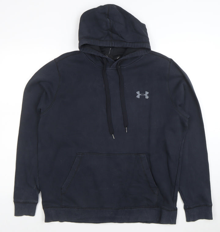 Under Armour Womens Black Pullover Hoodie L Cotton Blend Logo Detail