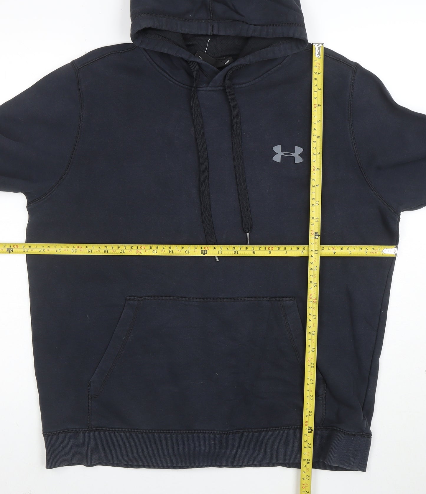 Under Armour Womens Black Pullover Hoodie L Cotton Blend Logo Detail