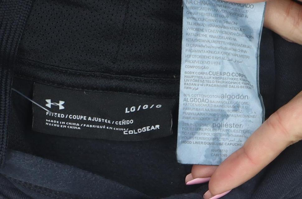 Under Armour Womens Black Pullover Hoodie L Cotton Blend Logo Detail
