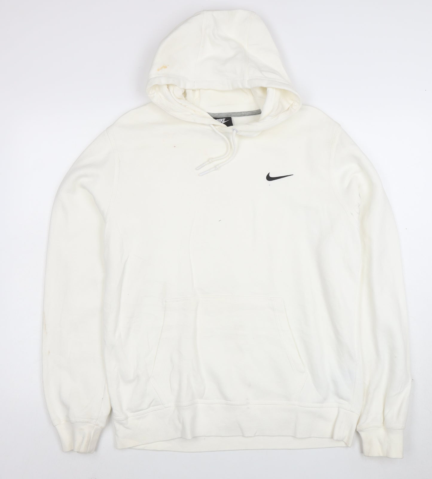 Nike Women White Pullover Hoodie L Drawstring Kangaroo Pocket Casual