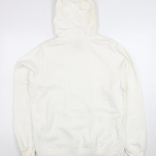 Nike Women White Pullover Hoodie L Drawstring Kangaroo Pocket Casual