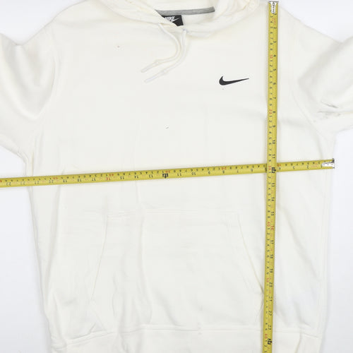 Nike Women White Pullover Hoodie L Drawstring Kangaroo Pocket Casual
