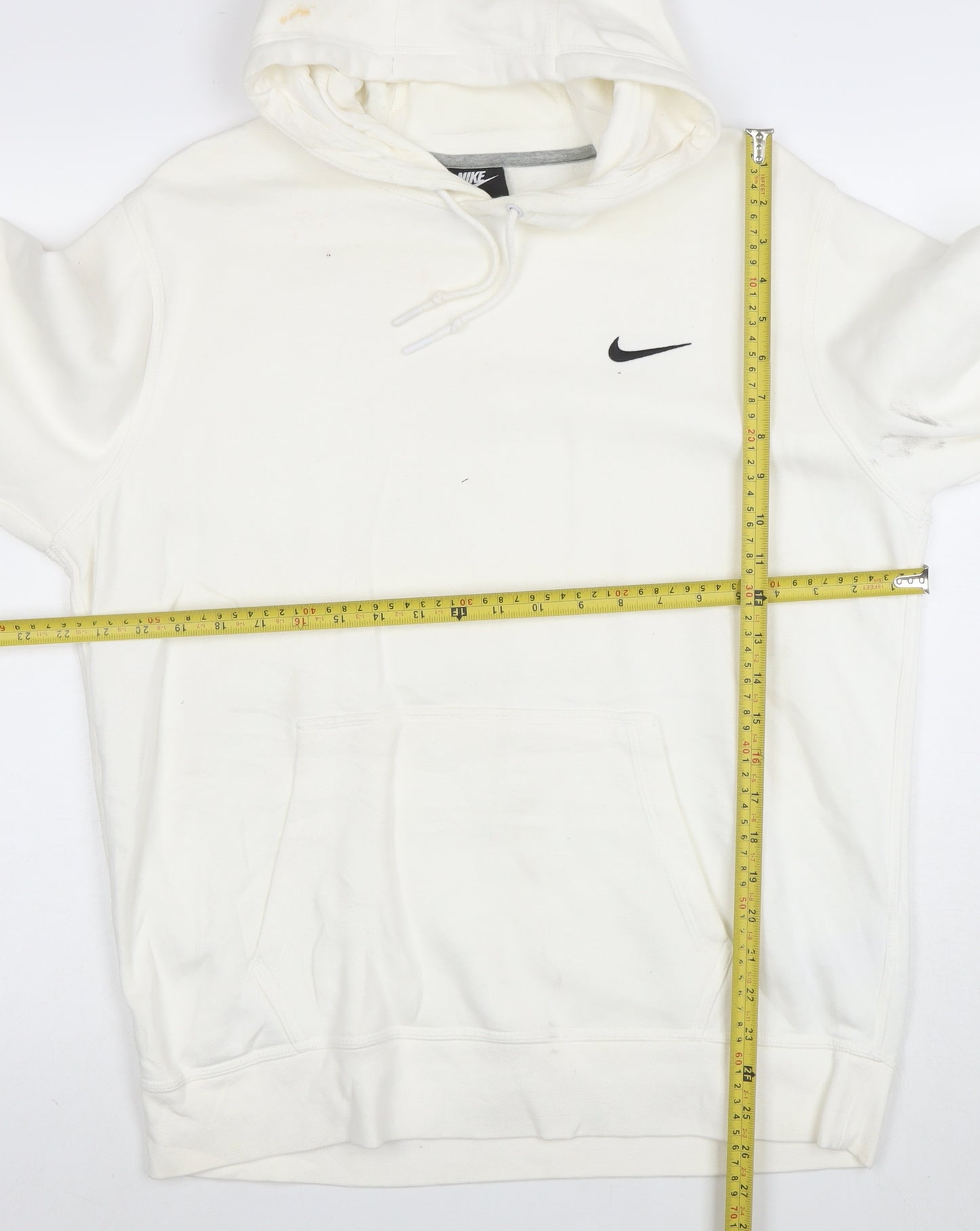 Nike Women White Pullover Hoodie L Drawstring Kangaroo Pocket Casual