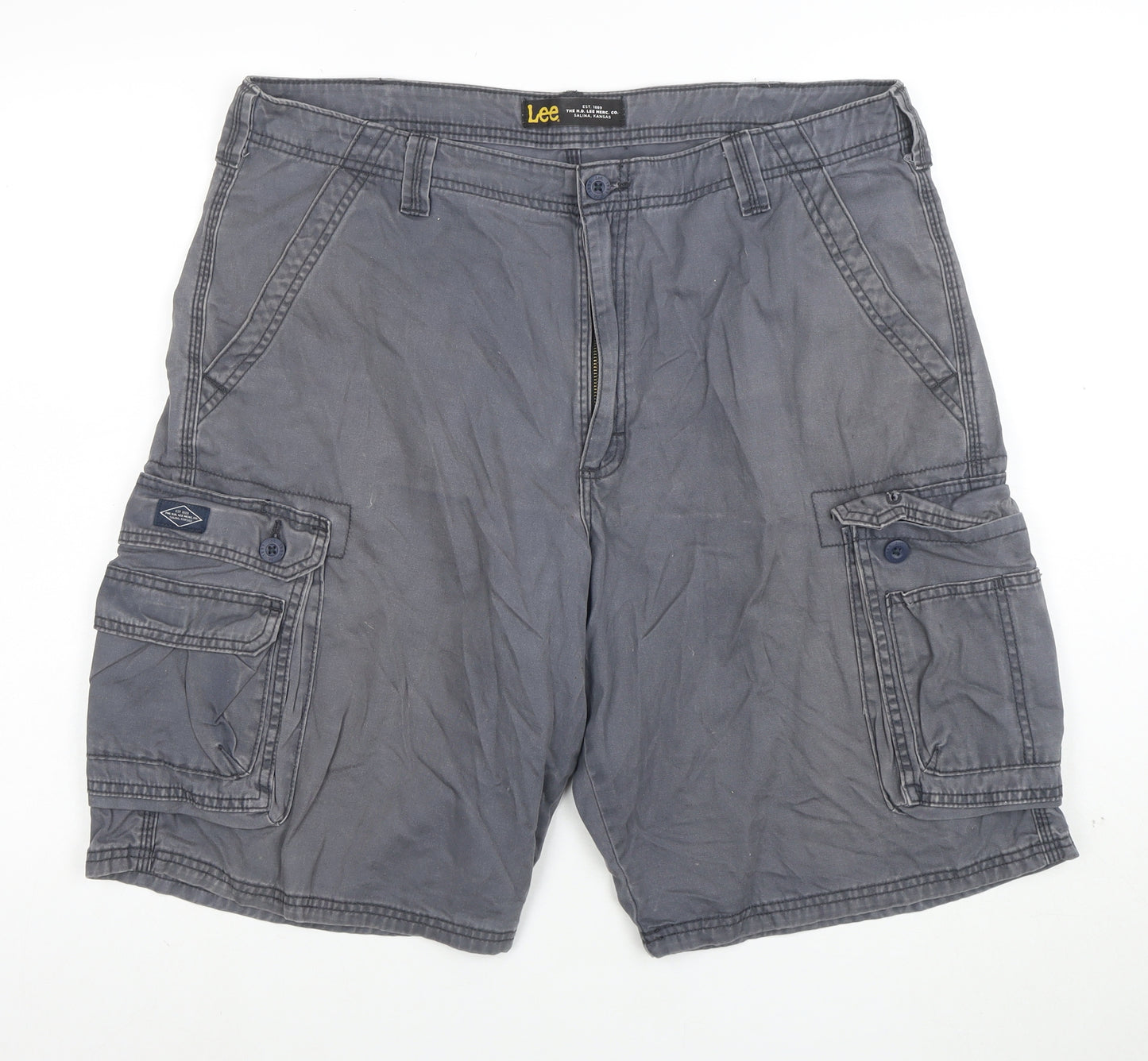 Lee Men's Grey 38 Cargo Cotton Shorts Casual Workwear