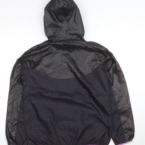Puma Women's Black Polka Dot Hooded Windbreaker Jacket Size L