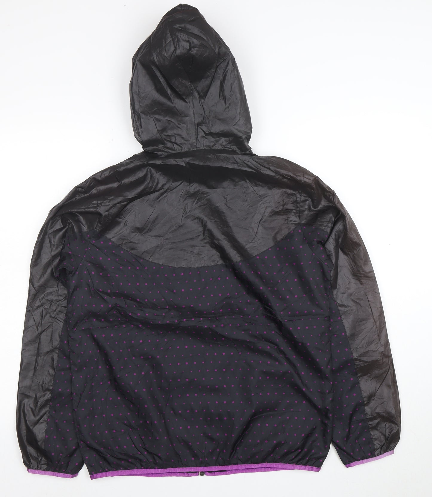 Puma Women's Black Polka Dot Hooded Windbreaker Jacket Size L