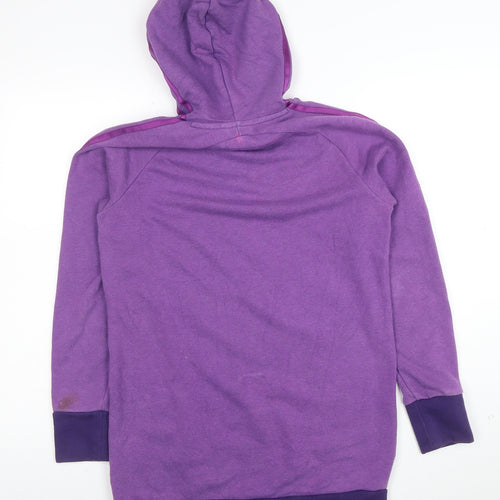 Adidas Women Purple Pullover Hoodie Sweatshirt UK S 8-10 Cotton Blend