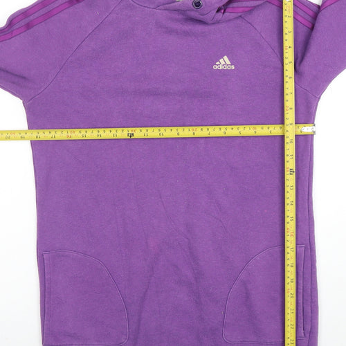 Adidas Women Purple Pullover Hoodie Sweatshirt UK S 8-10 Cotton Blend