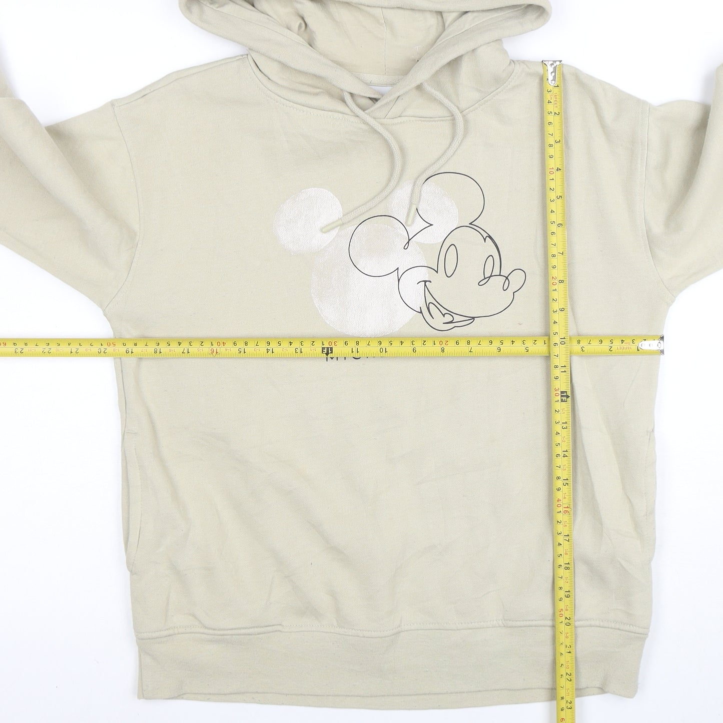 Disney Women Beige Mickey Mouse Pullover Hoodie XS
