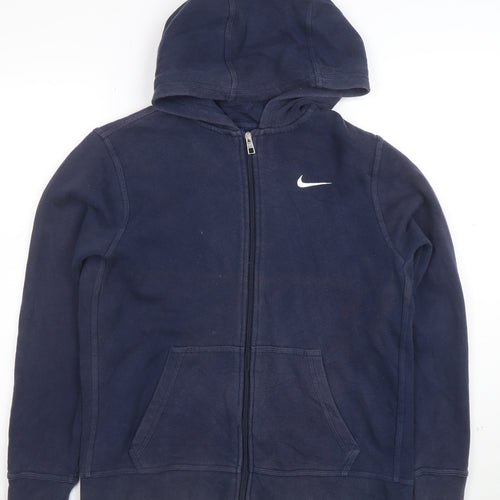 Nike Boys Navy Blue Full Zip Hoodie XL 13-15 Years Cotton Blend