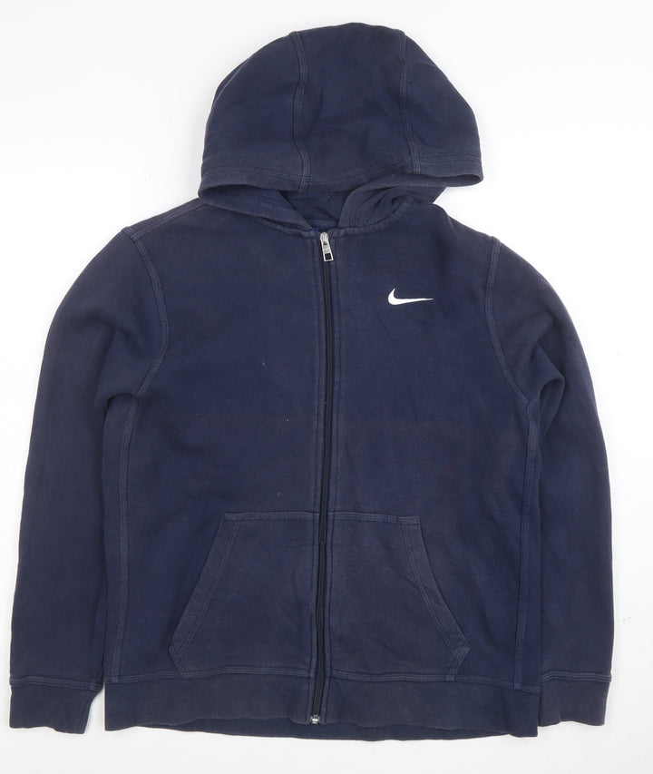 Nike Boys Navy Blue Full Zip Hoodie XL 13-15 Years Cotton Blend