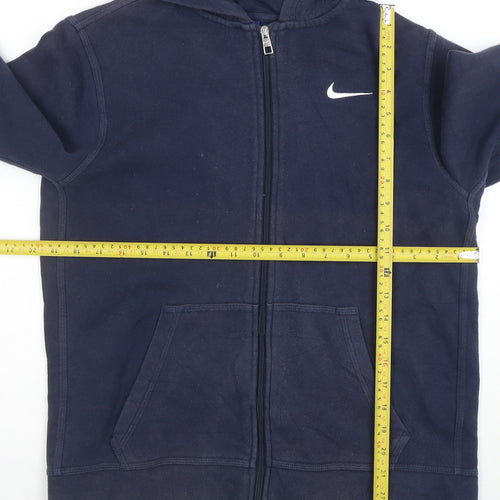 Nike Boys Navy Blue Full Zip Hoodie XL 13-15 Years Cotton Blend