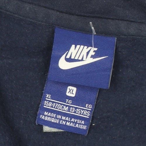 Nike Boys Navy Blue Full Zip Hoodie XL 13-15 Years Cotton Blend
