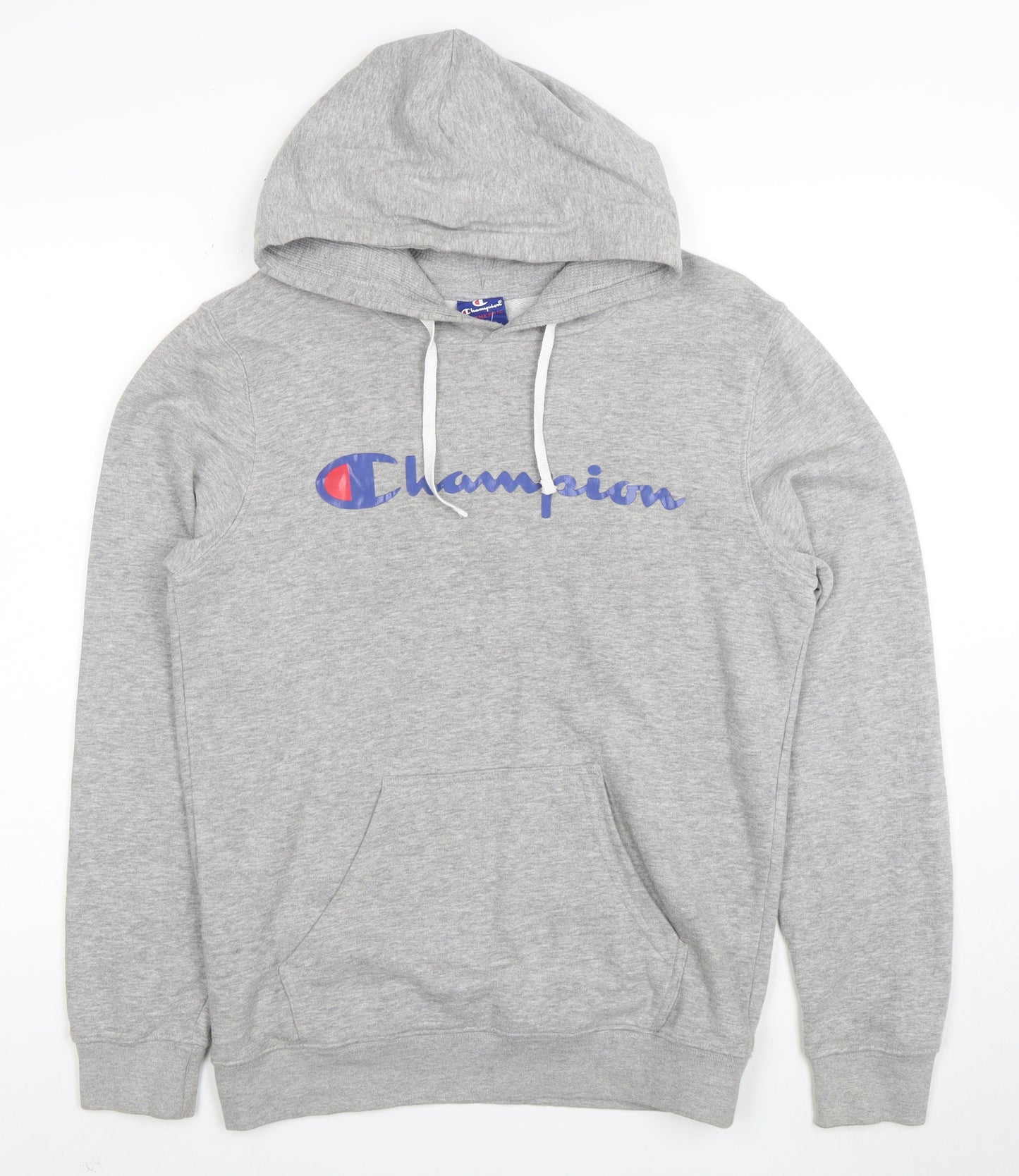 Champion Men's Grey Pullover Hoodie L Logo Graphic Sweatshirt