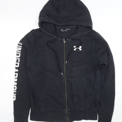 Under Armour Boys Black XS Full Zip Hoodie with Logo Print
