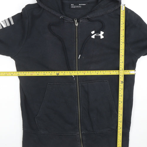 Under Armour Boys Black XS Full Zip Hoodie with Logo Print