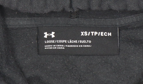 Under Armour Boys Black XS Full Zip Hoodie with Logo Print