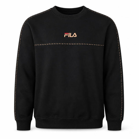 Front view of Fila Men's Black Small Logo Pullover Sweatshirt
