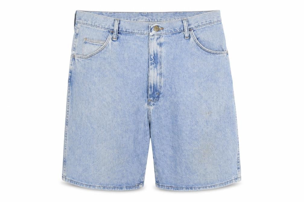 Front view of Wrangler Men Blue Denim Chino Shorts, size 40, Regular Fit