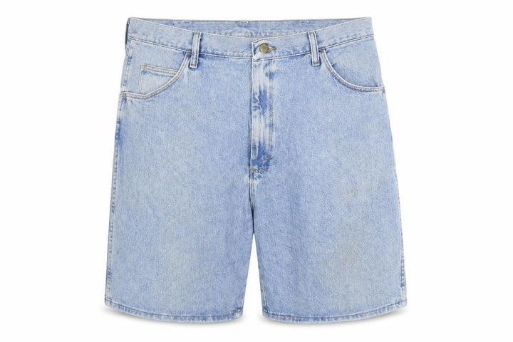 Front view of Wrangler Men Blue Denim Chino Shorts, size 40, Regular Fit