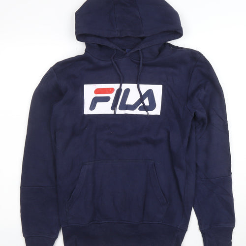 Fila Men's Blue XS Pullover Hoodie with Logo Print
