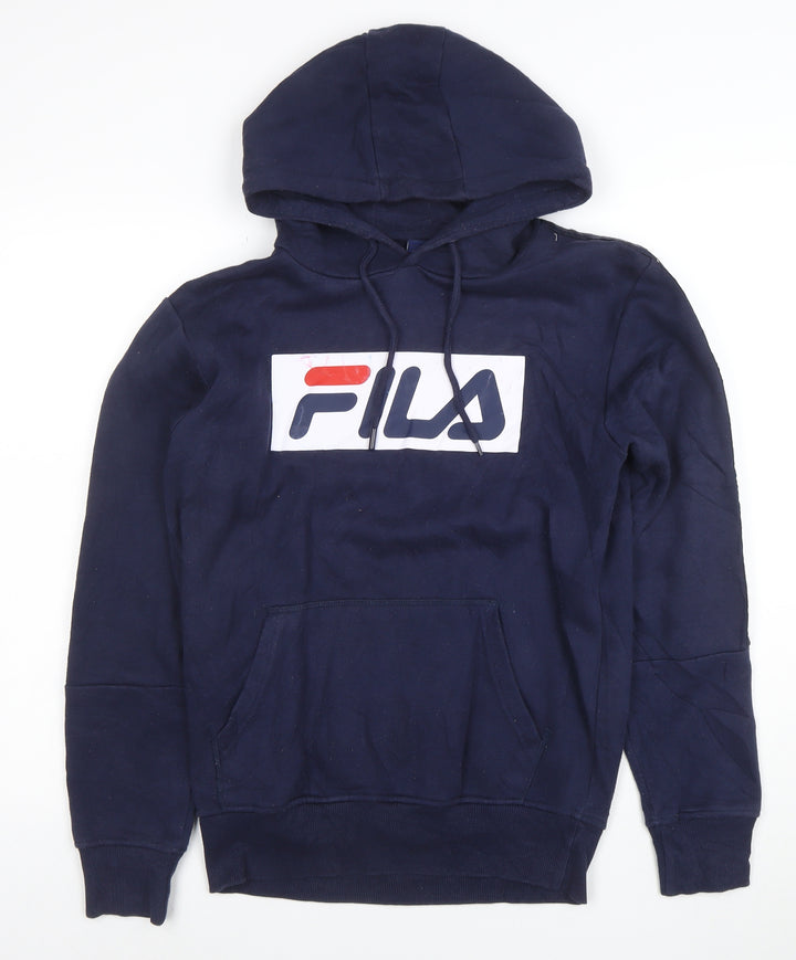 Fila Men's Blue XS Pullover Hoodie with Logo Print