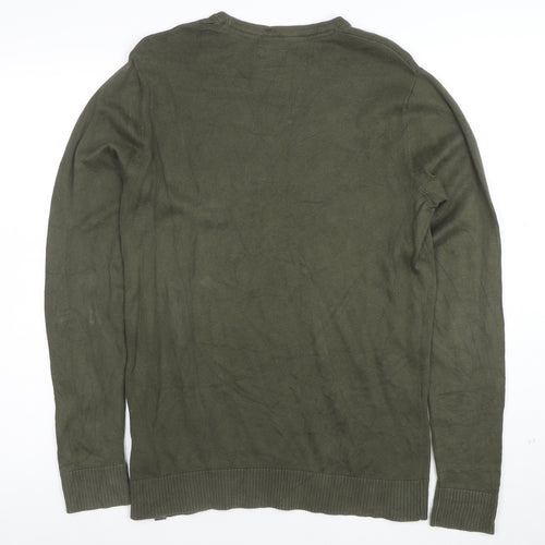 Calvin Klein Men’s Green Cotton Crew Neck Pullover Jumper Size S