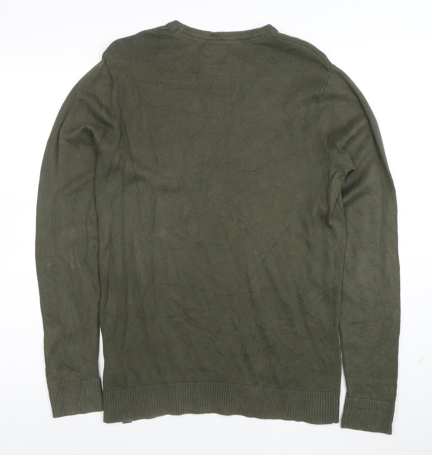 Calvin Klein Men’s Green Cotton Crew Neck Pullover Jumper Size S
