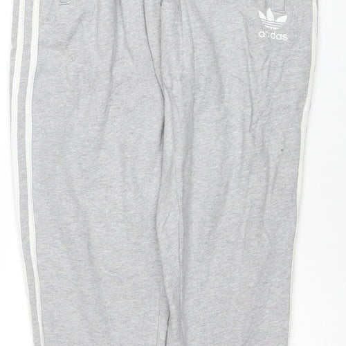 Adidas Mens Grey Jogger Trousers Medium Regular Fit Cotton Blend