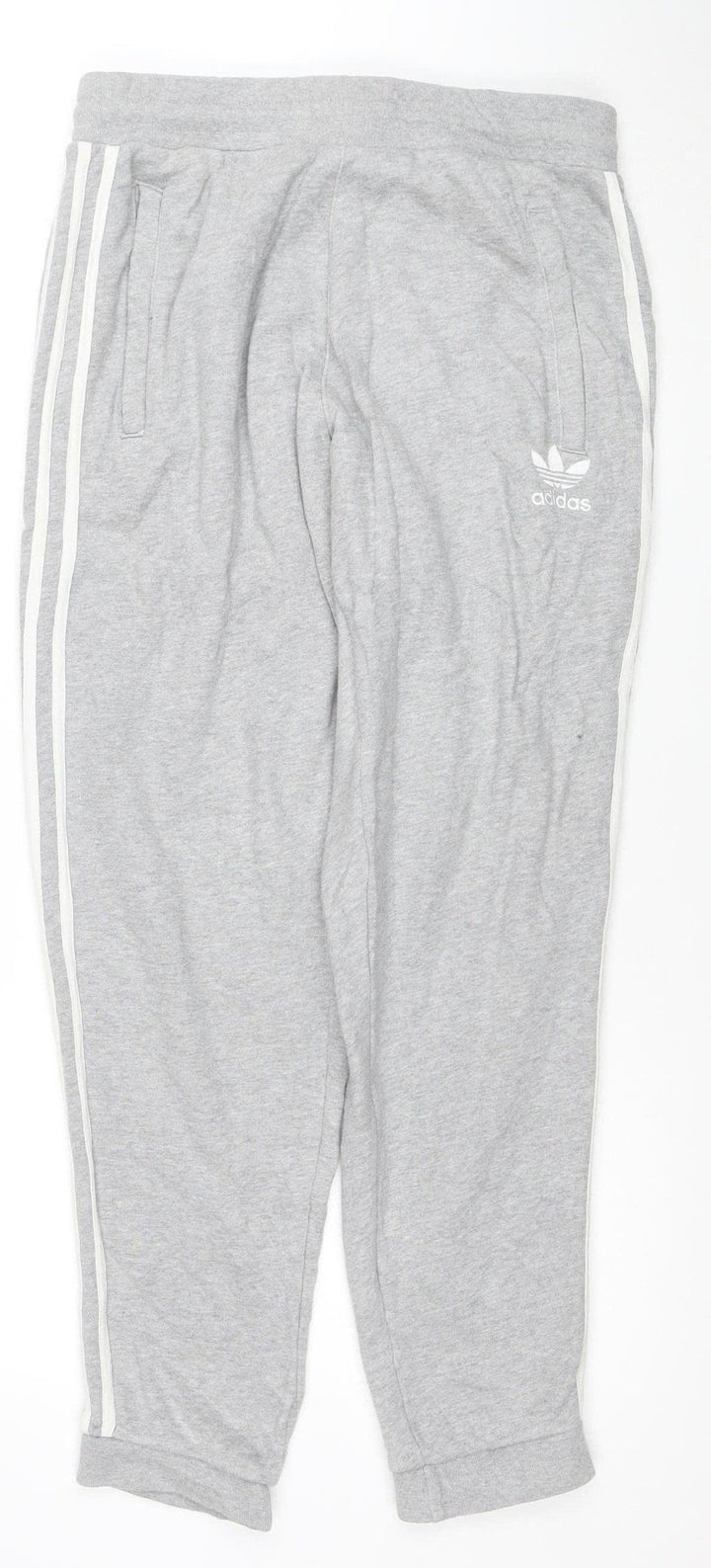 Adidas Mens Grey Jogger Trousers Medium Regular Fit Cotton Blend