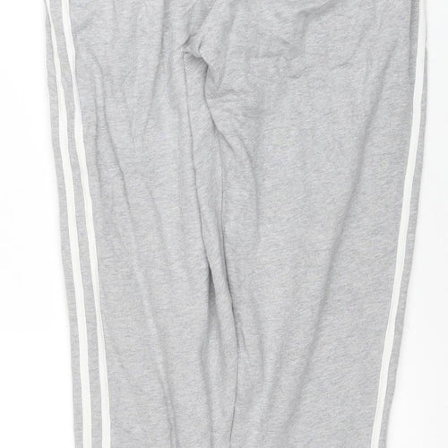 Adidas Mens Grey Jogger Trousers Medium Regular Fit Cotton Blend