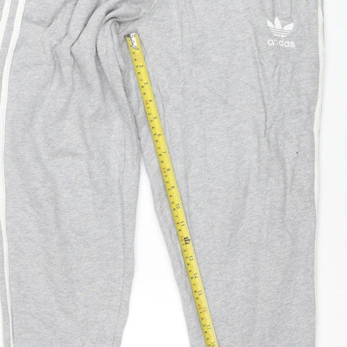 Adidas Mens Grey Jogger Trousers Medium Regular Fit Cotton Blend