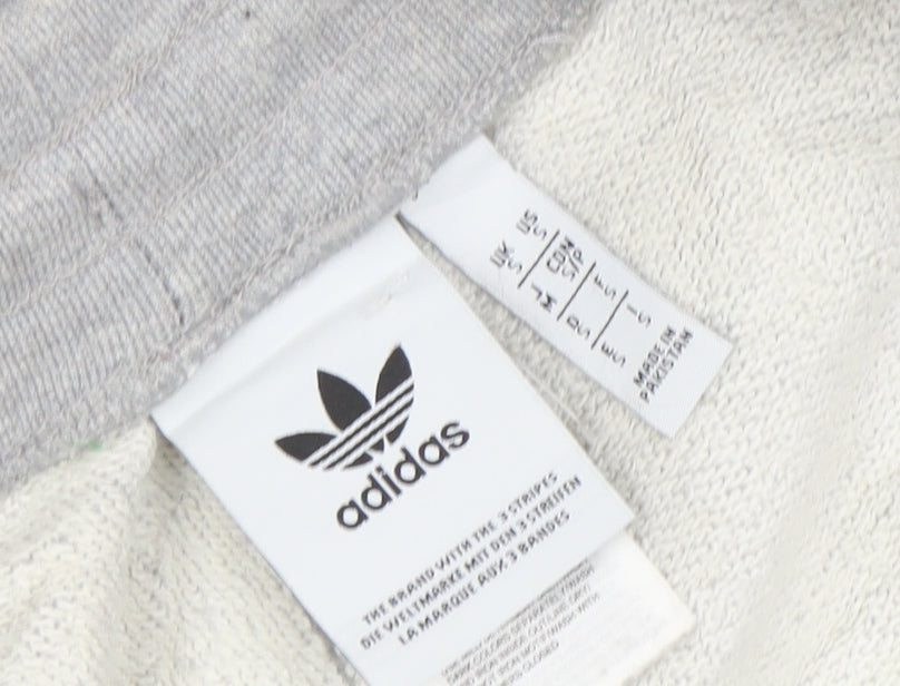 Adidas Mens Grey Jogger Trousers Medium Regular Fit Cotton Blend