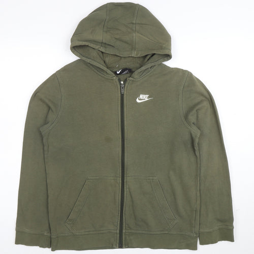 Nike Boys Green Full Zip Hoodie XL Cotton Blend Standard Fit