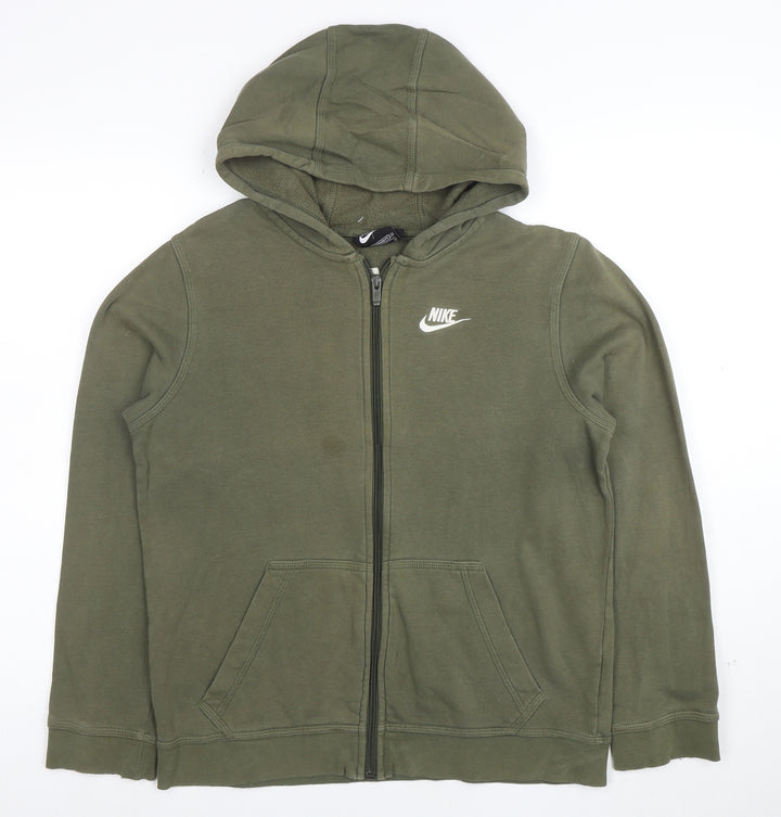 Nike Boys Green Full Zip Hoodie XL Cotton Blend Standard Fit