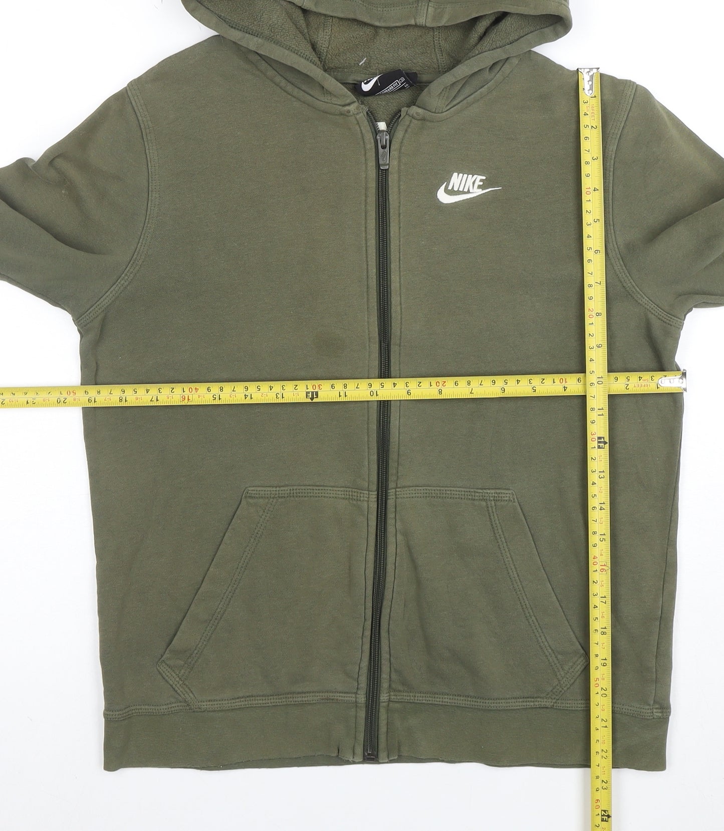 Nike Boys Green Full Zip Hoodie XL Cotton Blend Standard Fit