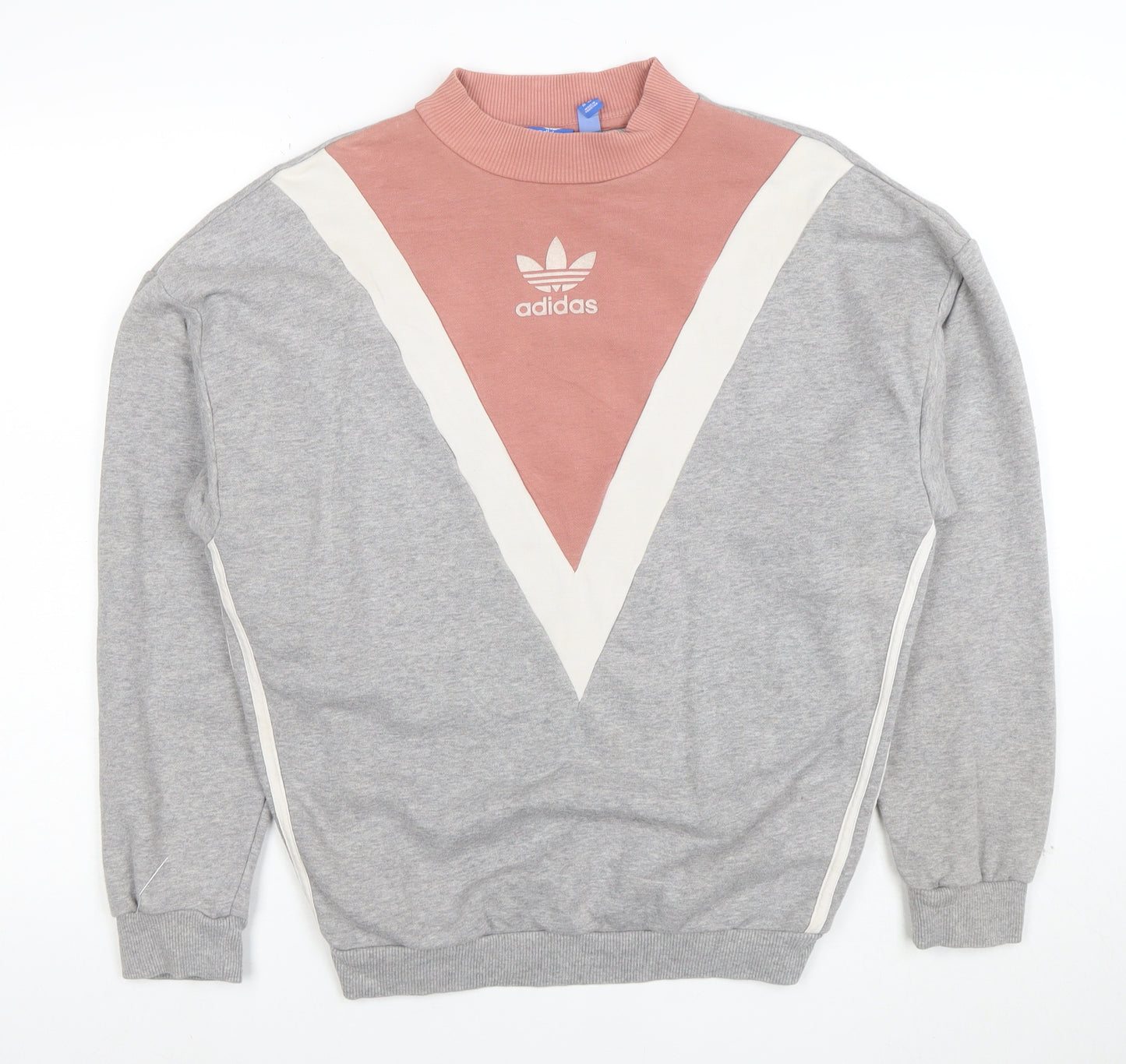 Adidas Womens Grey & Pink Crew Neck Pullover Sweatshirt Size 10 M