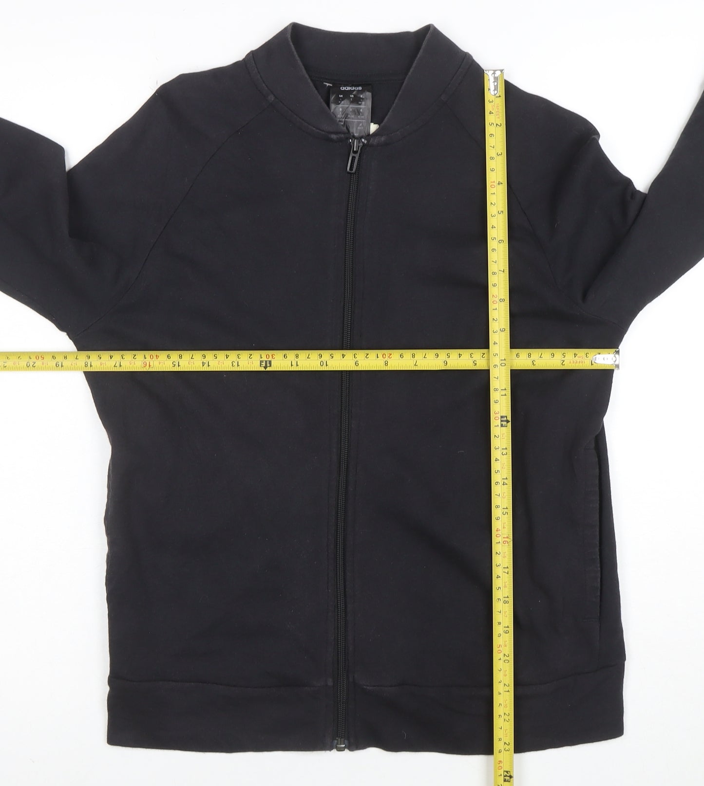 Adidas Women Black Full Zip Sweatshirt Size M Cotton Blend
