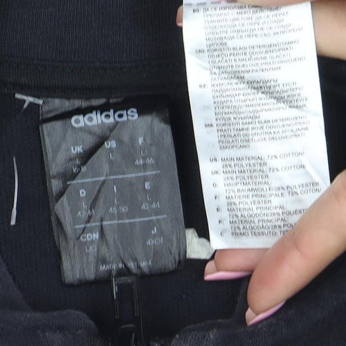 Adidas Women Black Full Zip Sweatshirt Size M Cotton Blend