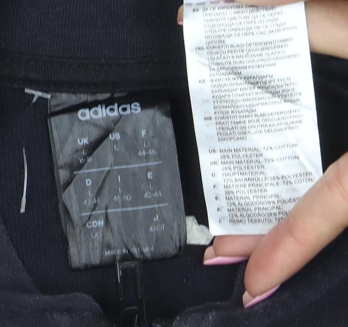 Adidas Women Black Full Zip Sweatshirt Size M Cotton Blend