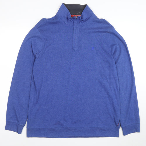 IZOD Men's Blue 1/4 Zip Pullover Sweatshirt L Cotton Blend