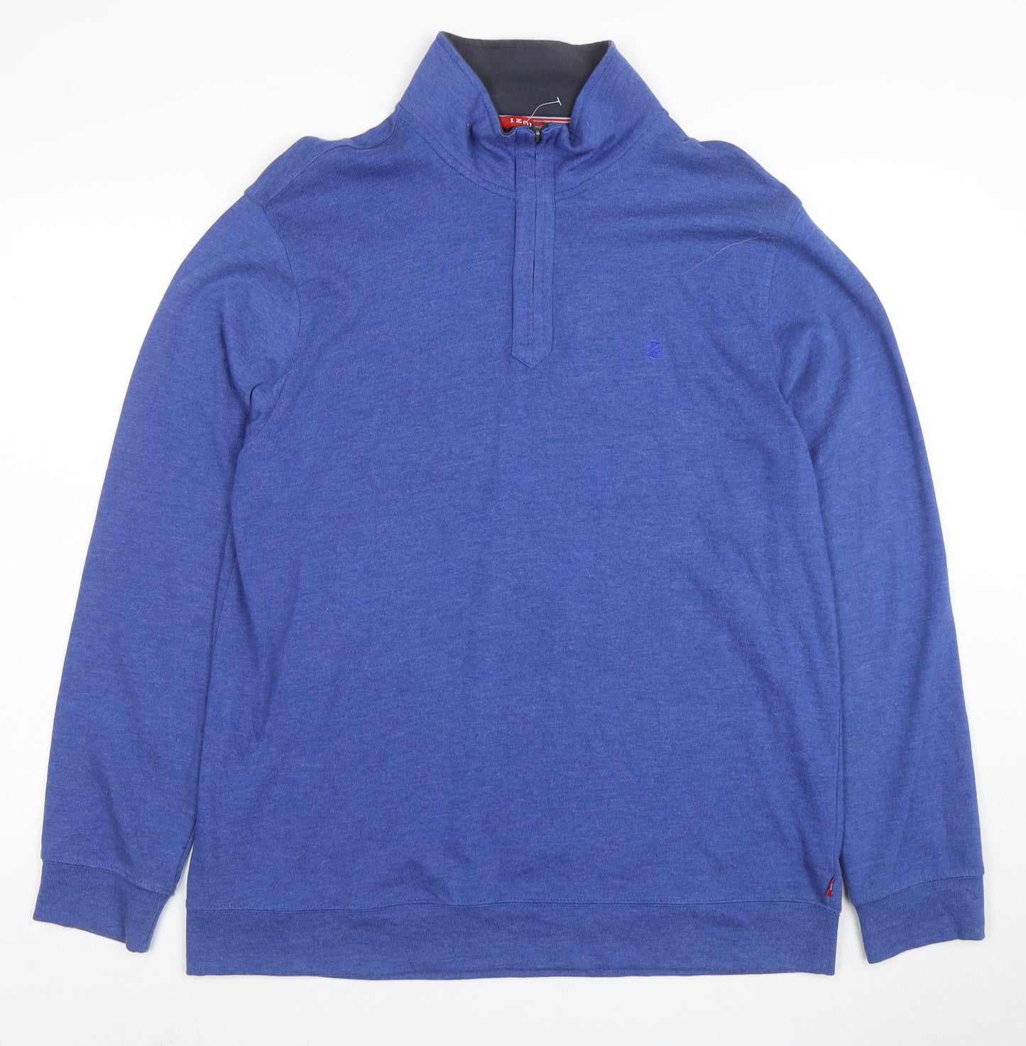 IZOD Men's Blue 1/4 Zip Pullover Sweatshirt L Cotton Blend
