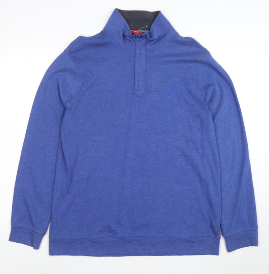 IZOD Men's Blue 1/4 Zip Pullover Sweatshirt L Cotton Blend
