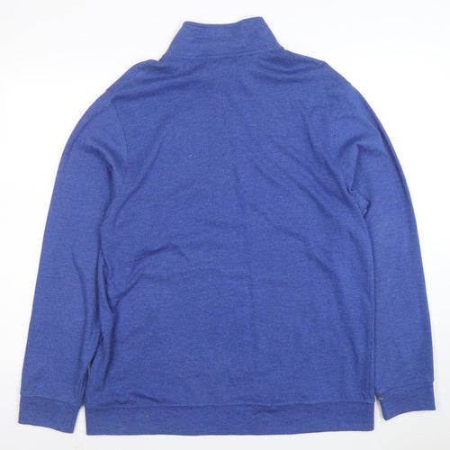 IZOD Men's Blue 1/4 Zip Pullover Sweatshirt L Cotton Blend