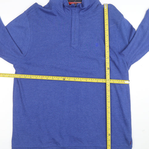 IZOD Men's Blue 1/4 Zip Pullover Sweatshirt L Cotton Blend