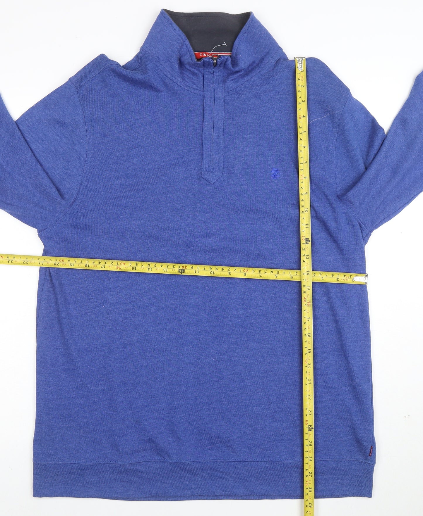 IZOD Men's Blue 1/4 Zip Pullover Sweatshirt L Cotton Blend