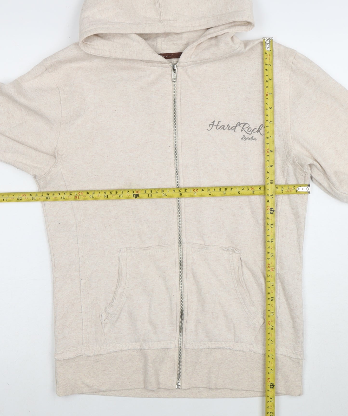 Hard Rock Cafe London Beige Full Zip Hoodie Women’s Size M