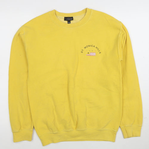 Topshop Unisex Yellow Graphic Pullover Sweatshirt S