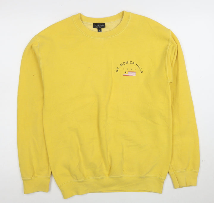Topshop Unisex Yellow Graphic Pullover Sweatshirt S