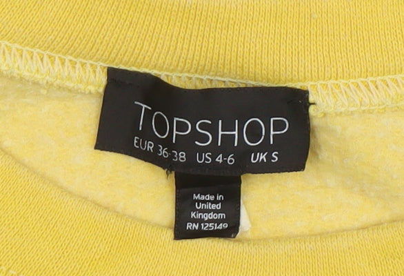 Topshop Unisex Yellow Graphic Pullover Sweatshirt S
